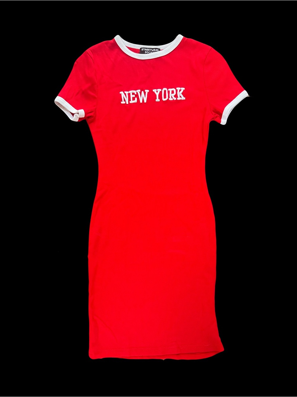Streetwear Society Red and White 'New York' Ringer Midi Dress